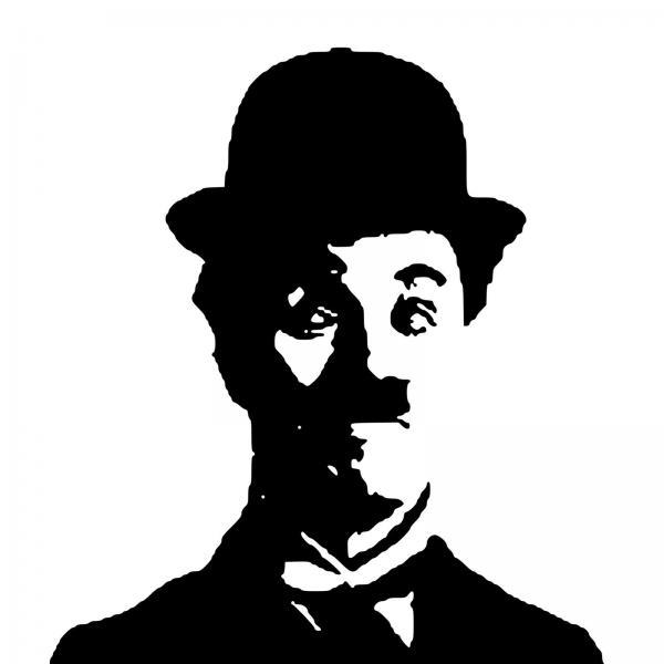 Impresso em Tela para Quadros Decorativos Charles Spencer Chaplin em Preto e Branco - Afic2637
