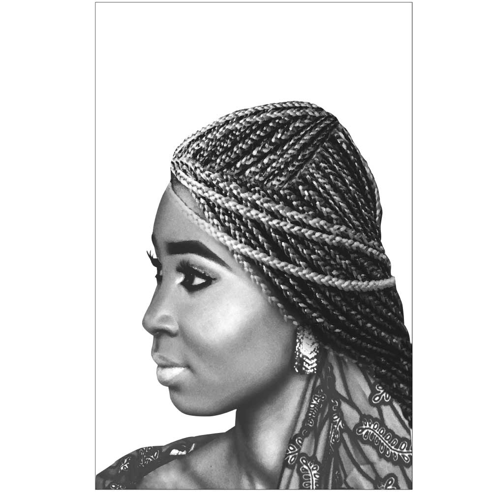Gravura para Quadros Belssima Mulher Africana com Tranas Ii - Afi9009