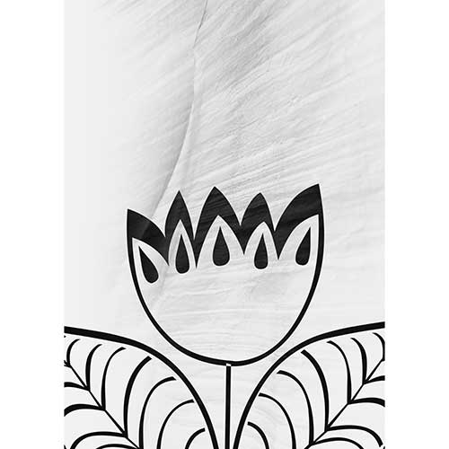 Tela para Quadro Flor de Ltus Ilustrativa Retro em Linhas - Afic18384