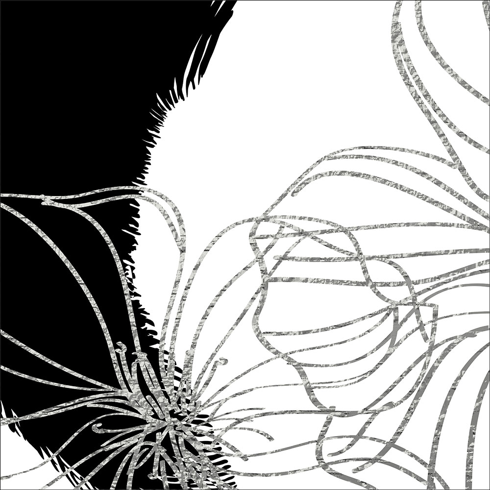 Gravura para Quadros Decorativo Traos em Linhas Florais Preto e Branco - Afi16725
