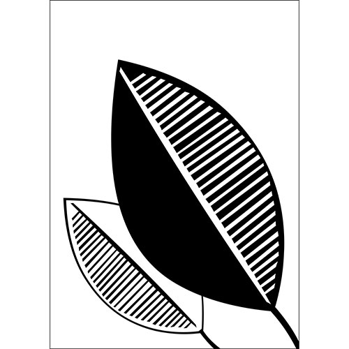 Tela para Quadros Par de Folhas Ilustrativa Preto e Branco - Afic17610