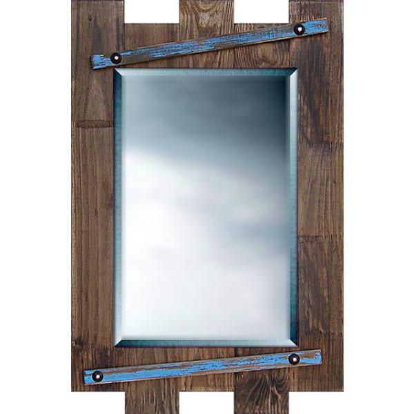Moldura Decorativa Rstica com Detalhes em Azul para Espelhos - ESP.059