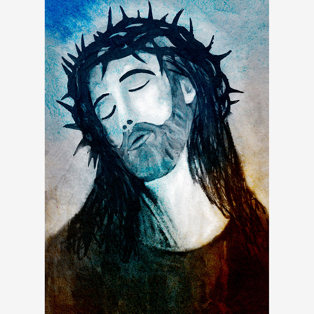 Tela para Quadros Rosto de Cristo com Coroa de Espinhos - Afic13838