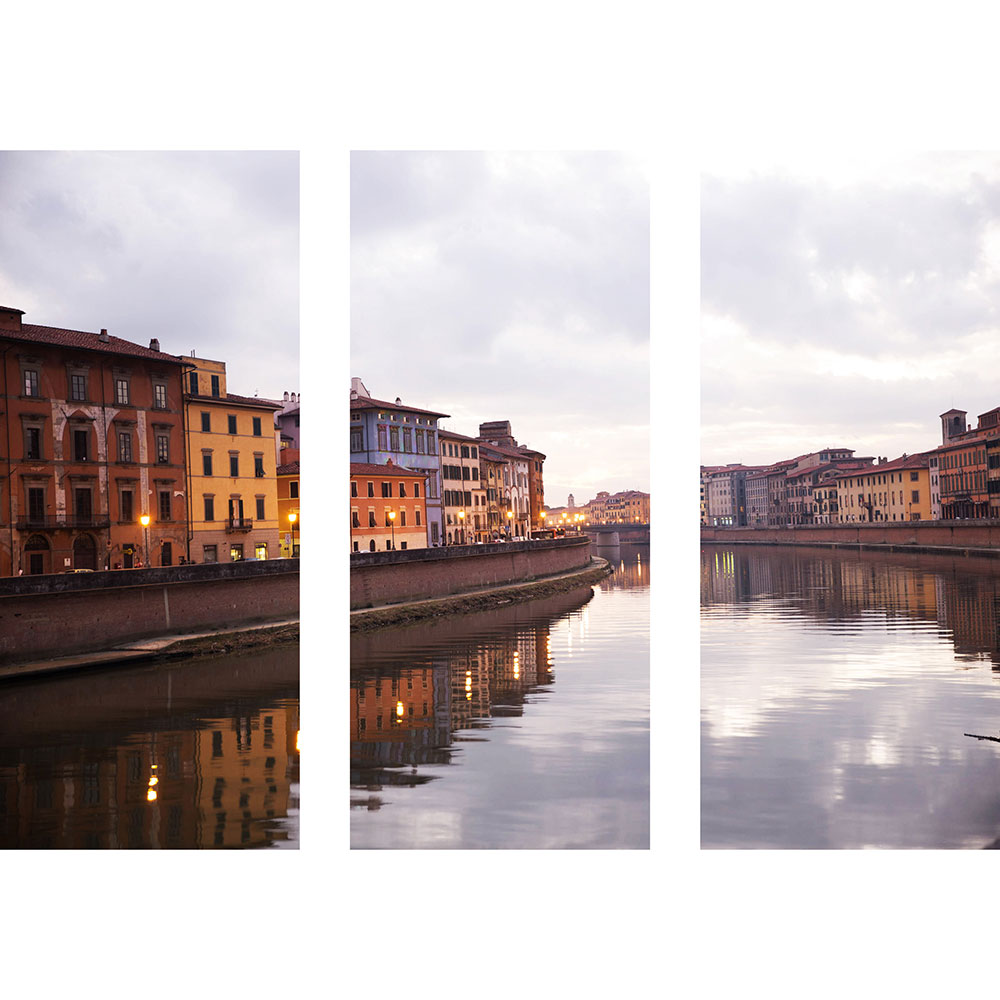 Tela para Quadros Recortada Rio Arno em Florena e Ponte Vecchio - Afic14658a - 100x70 Cm