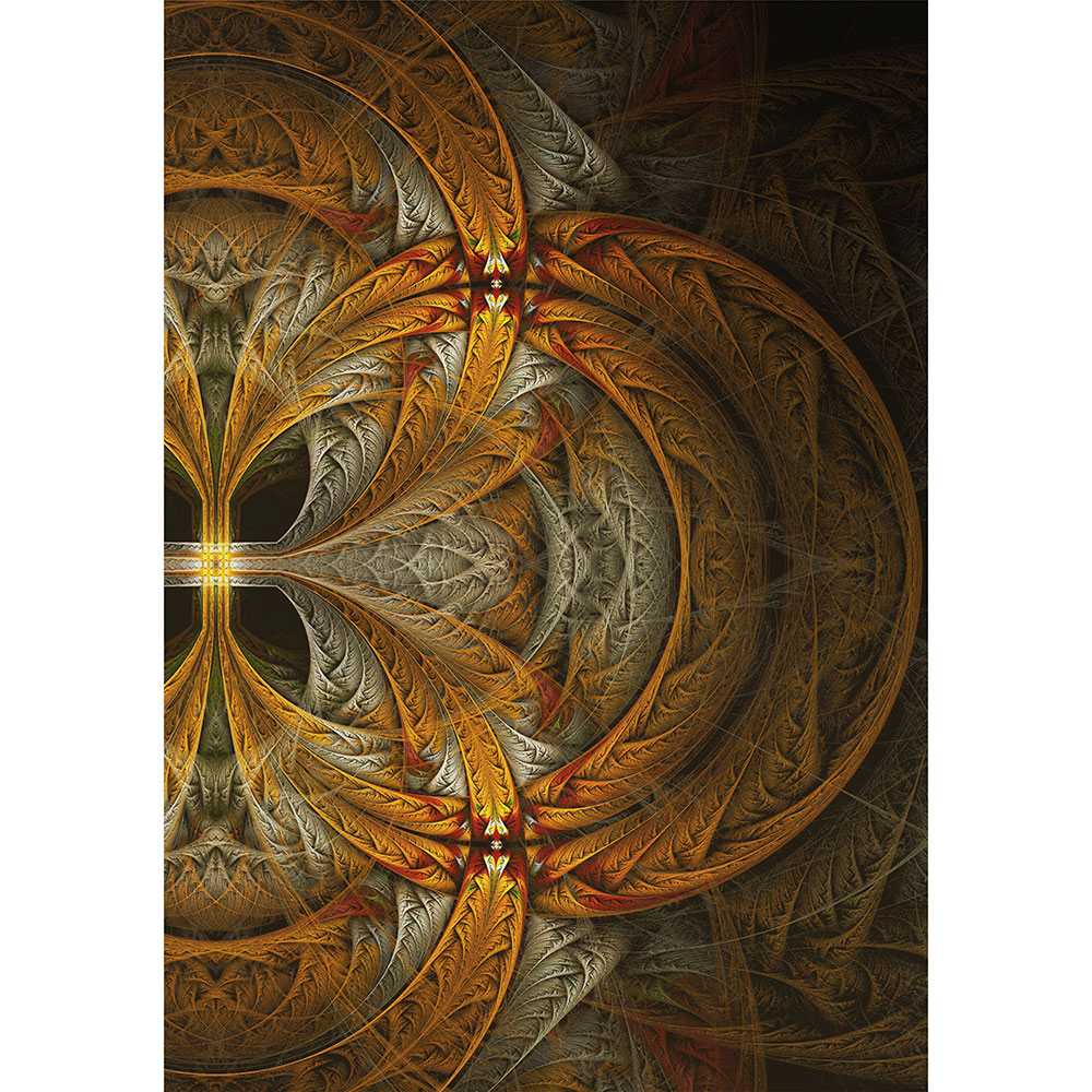 Gravura para Quadros Decorativo Mandala Dourada e Creme - Afi13483