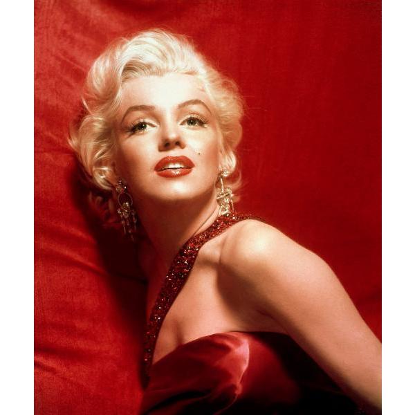 Impresso em Tela para Quadros dolos Marilyn Monroe Vestindo um Belo Vestido Vermelho - Afic5197