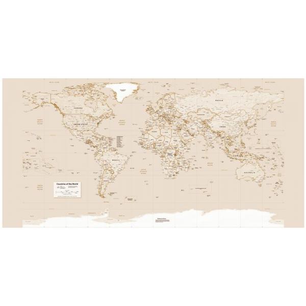 Impresso em Tela para Quadros Mapa Mundi Cor Spia - Afic4175