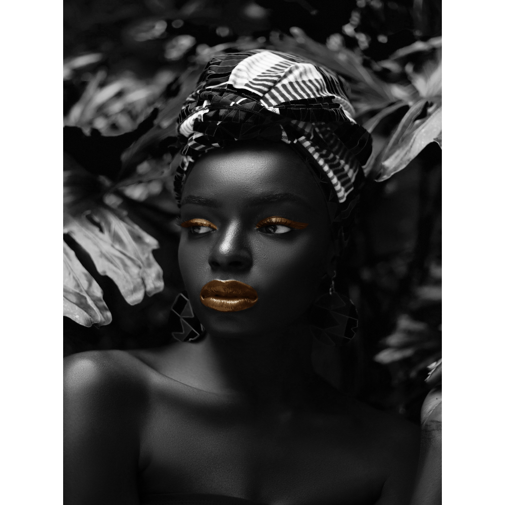 Gravura para Quadros Africana com Leno No Cabelo Maquiada - Afi11340