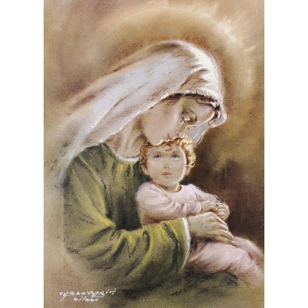 Gravura para Quadros Religioso Maria e Jesus - Ebn3028 - 50x70 Cm