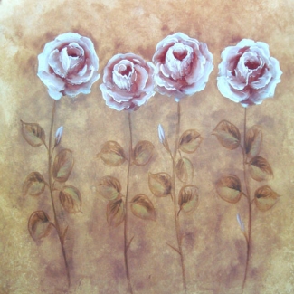 Gravura para Quadros Flores Brancas Mesclada - 0749005 - 70x70 Cm