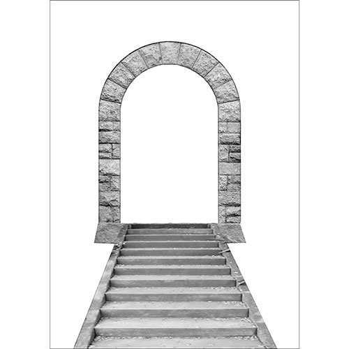 Tela para Quadros Estrutura Escadaria Preto e Branco Porta - Afic18867