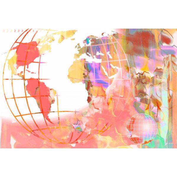 Impresso em Tela para Quadros Mapa Mundi Colorido - Afic4303 - 68x46 Cm
