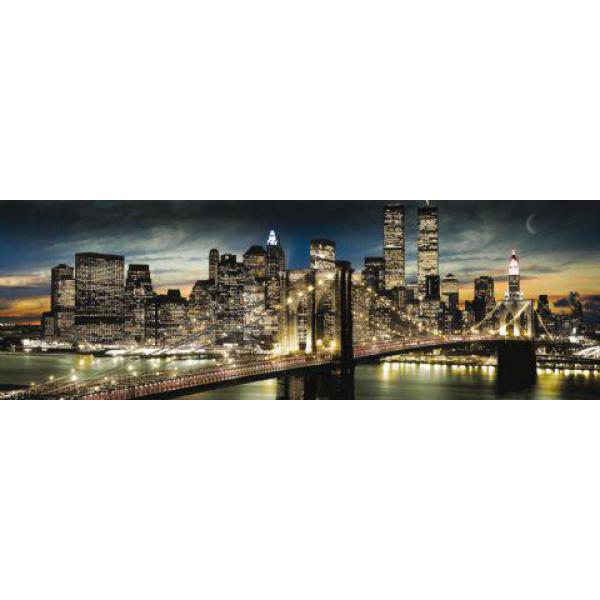 Pster para Quadros Panormica Cidade de Nova York Iluminada 90x30 Cm
