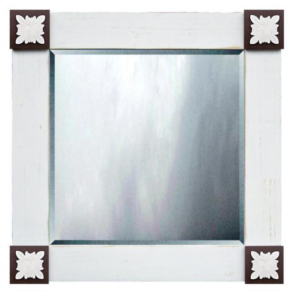 Moldura Rstica Branco com Detalhes nas Quinas em Marrom para Espelhos - ESP.046