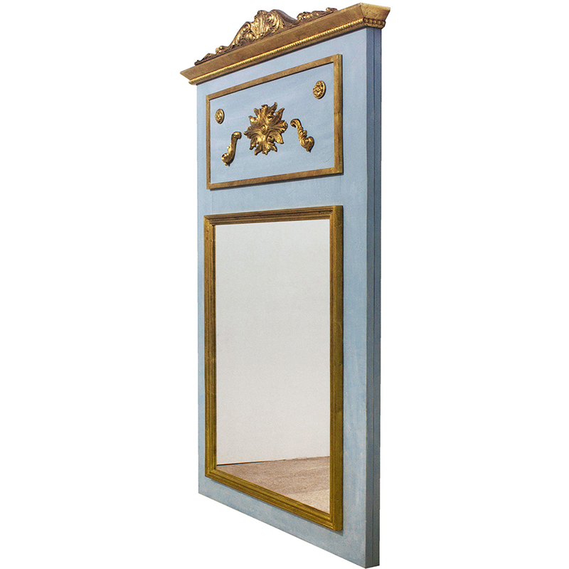 Moldura Decorativa R�stica Classica Azul Claro com Apliques e Detalhes Dourado - Esp.096
