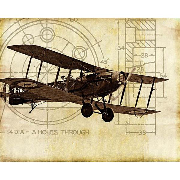 Gravura Quadro Avio Voando Vagamente - 8584d-1114 - 35x28 cm