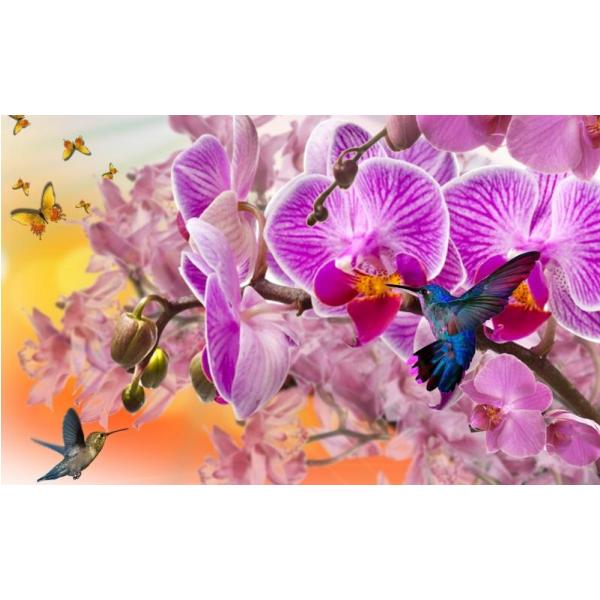 Impresso em Tela para Quadros Flores de Orqudea Roxa - Afic2157 - 75x45 Cm