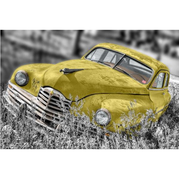Impresso em Tela para Quadros Carro Antigo Amarelo Limo - Afic1468