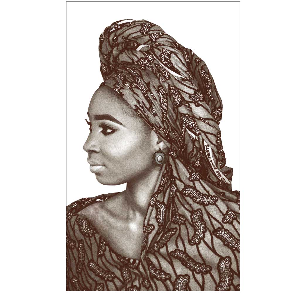 Gravura para Quadros Belssima Mulher Africana com Leno - Afi9010