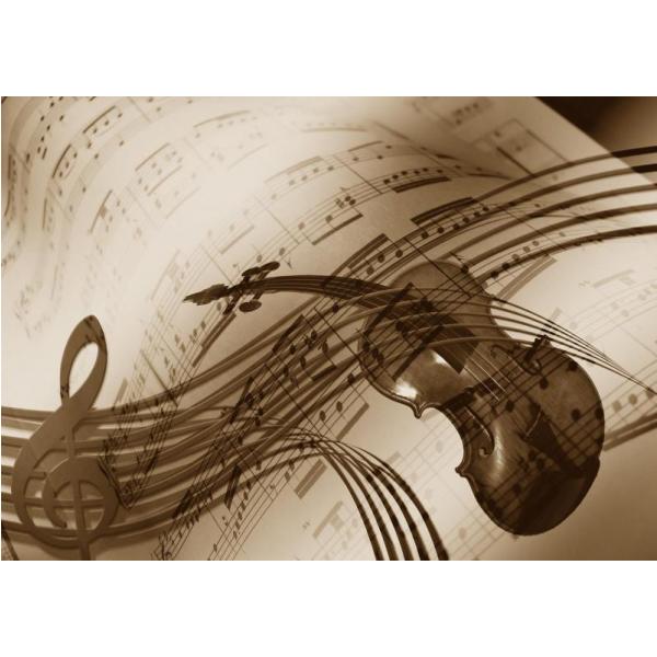 Impresso em Tela para Quadros Instrumento Musical Livros com Notas Musicais - Afic2691
