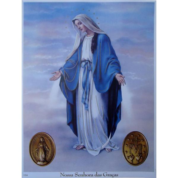 Gravura para Quadro Religioso Nossa Senhora Das Graas - 104 - 32x44 Cm