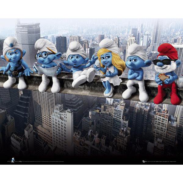 Gravura para Quadros Smurfs Azul Aventurando-se - Mp1359 - 50x40 Cm