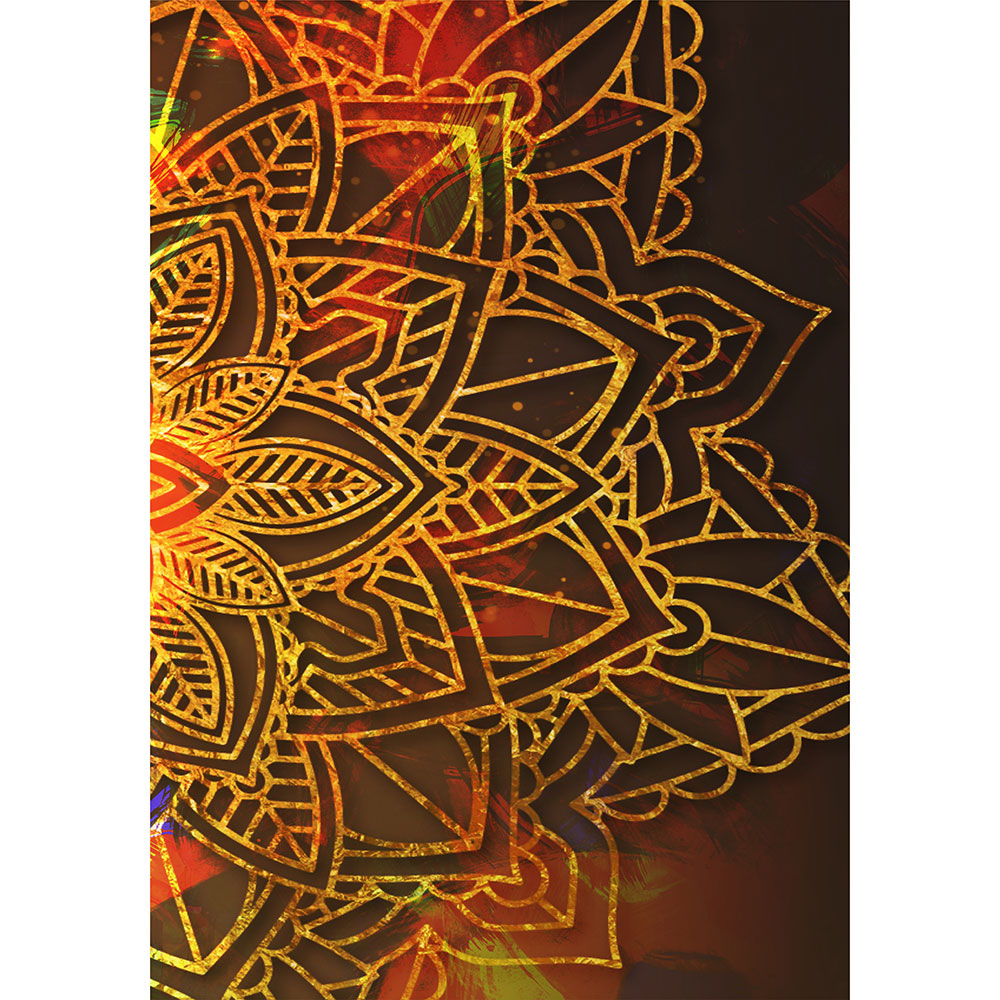 Gravura para Quadros Decorativo Mandala Folhas Dourada - Afi13482