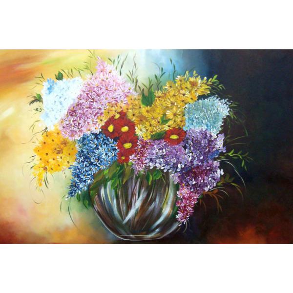 Pintura em Painel Floral R090 - 130X80 CM