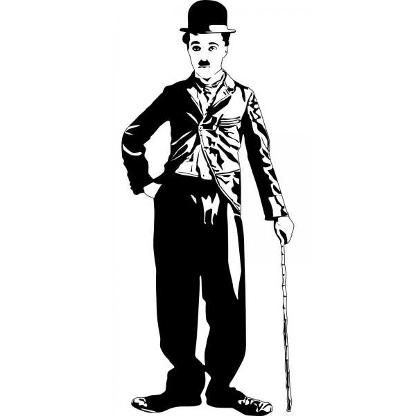 Impresso em Tela para Quadros Charlie Chaplin Preto e Branco - Afic2642 - 35x70 Cm