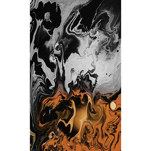 Tela para Quadros Decorativo Abstrato Marmore Preto e Laranja - Afic17528