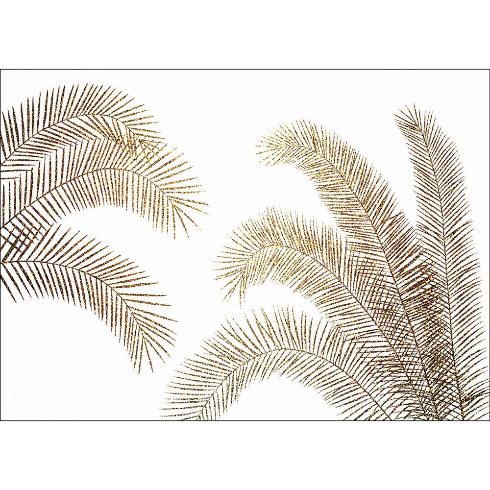 Gravura para Quadros Desenho Ilustrativo Folhas Palmeira Dourada - Afi14936