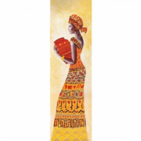 Gravura Africana para Quadros Mulher Africana de Perfil com Jarro Nos Braos Ii 30x100 Cm