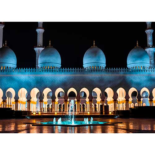 Tela para Quadros Fotografia Noturna Mesquita Dubai - Afic18324