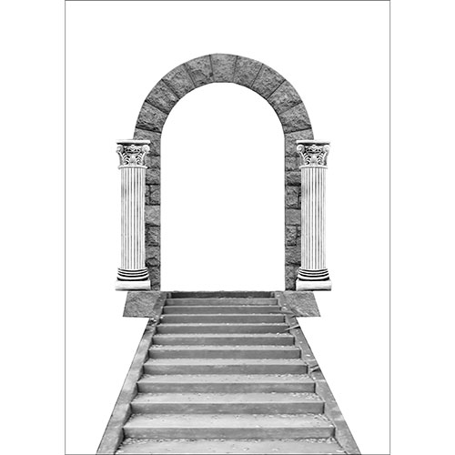 Tela para Quadros Estrutura Escadaria Preto e Branco Porta I - Afic18868