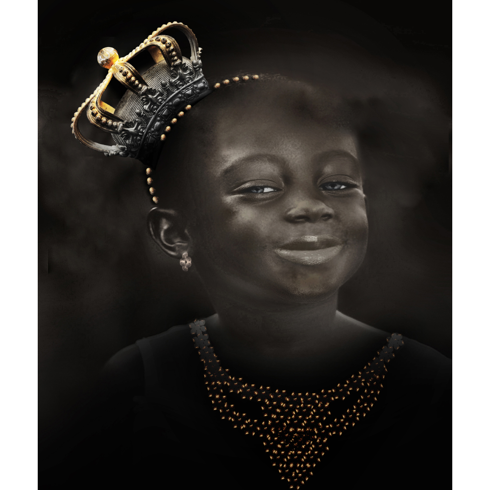 Tela para Quadros Menina Africana com Coroa Dourada - Afic11050