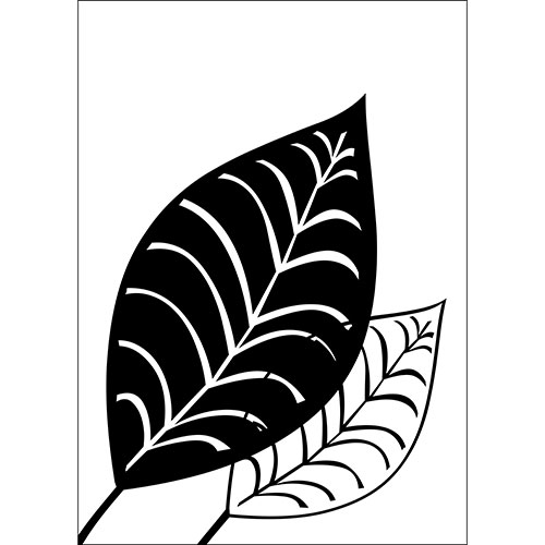 Tela para Quadros Par de Folhas Ilustrativa Preto e Branco I - Afic17611