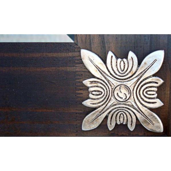 Moldura Decorativa R�stica Madeira Detalhes em Metal para Espelho - ESP.044