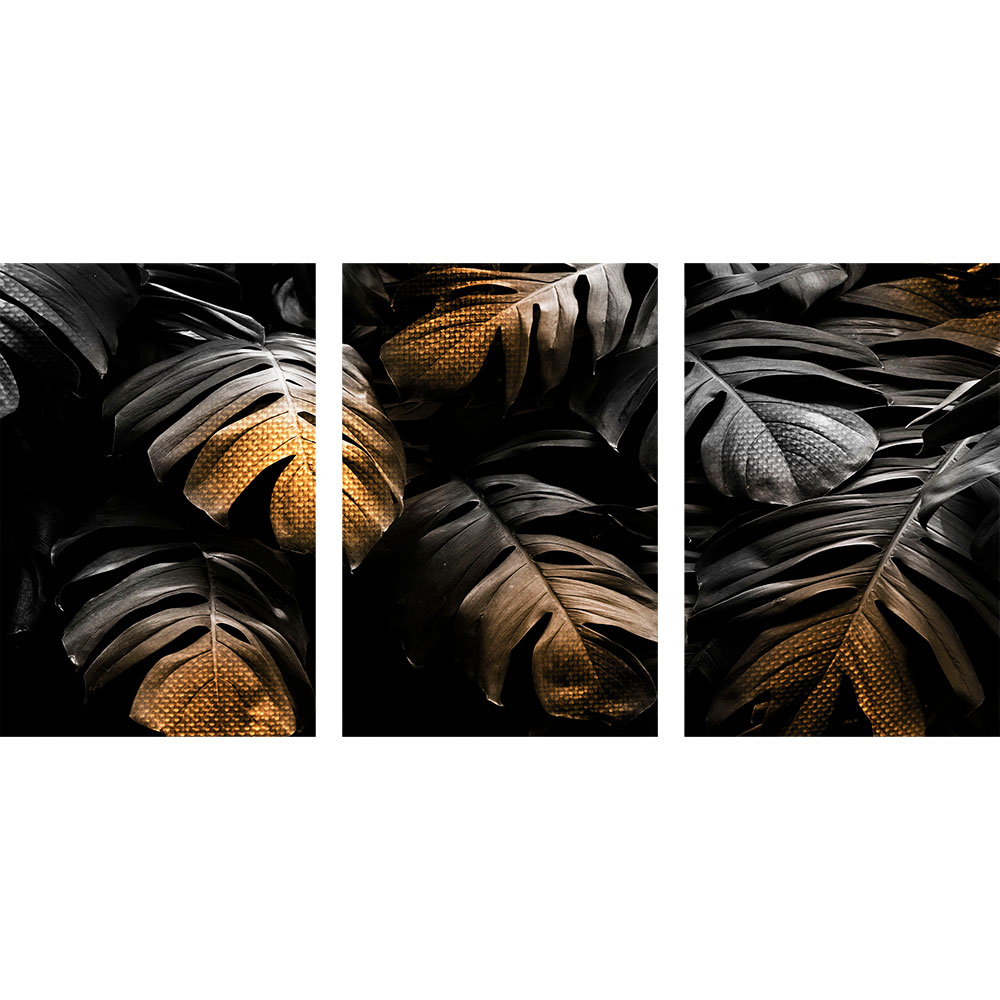Tela para Quadros Recortada Fotografia Noturna Folhas de Imb Traos Dourados - Afic16000a - 190x90 Cm