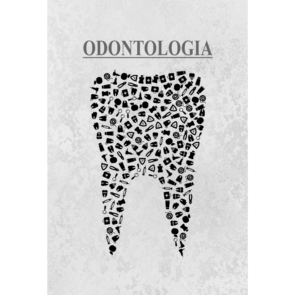 Tela para Quadros Odontologia Forma Dente Preto e Branco - Afic10969