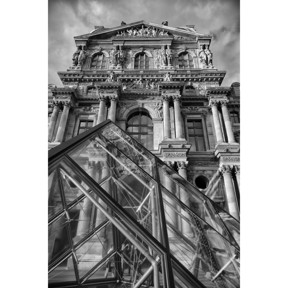 Tela para Quadros Museu Louvre Preto e Branco Por Dorival Moreira - Aficdm062