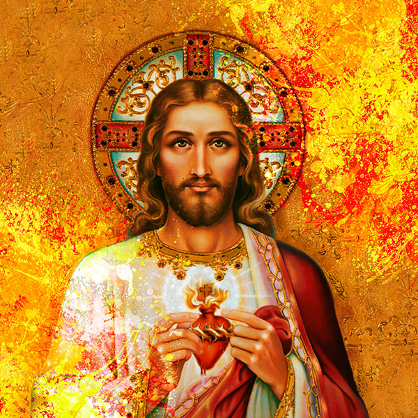 Gravura para Quadros Religioso Colorido Sagrado Corao de Jesus - Afi17985