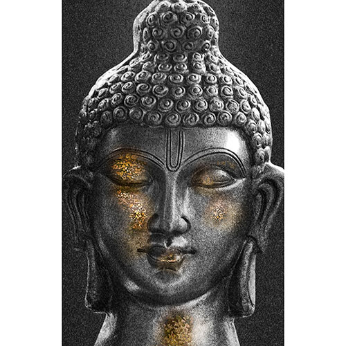 Tela para Quadro Escultura Facial Budista Detalhes Dourado - Afic18106