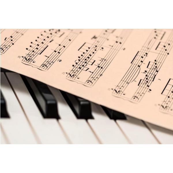 Impresso em Tela para Quadros Piano com Caderno Notas Musical - Afic2697