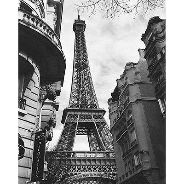 Gravura para Quadros Preto e Branco Bela Torre Eiffel Entre Prédios - 7865-810 - 25x20 Cm