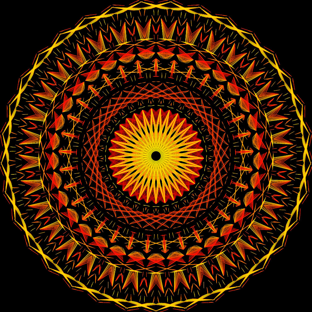 Gravura para Quadros Mandala Vermelha Preta e Amarela - Afi12374