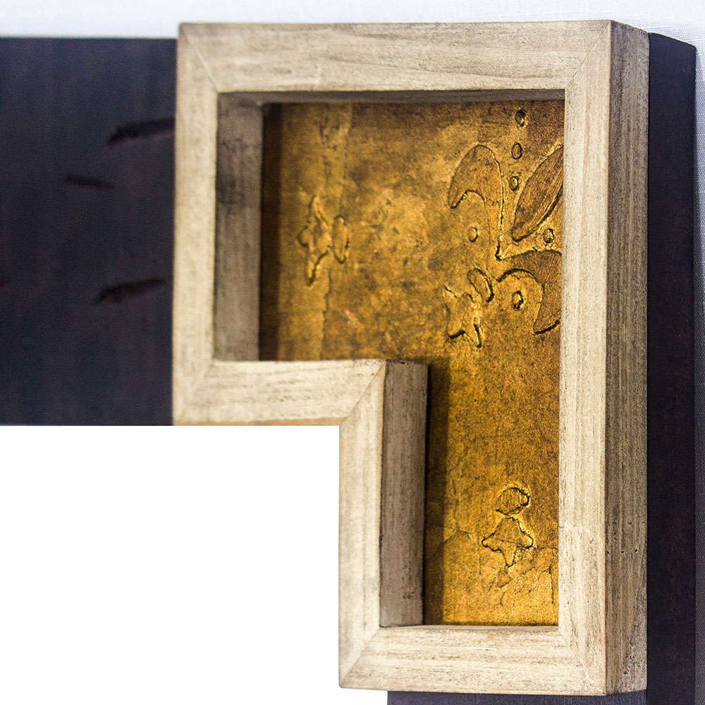 Moldura Decorativa R�stica Marrom com Detalhe Dourado para Espelhos - ESP. 002