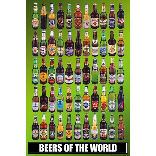 Poster para Quadros Bebidas Cervejas de Todo O Mundo 60x90 Cm
