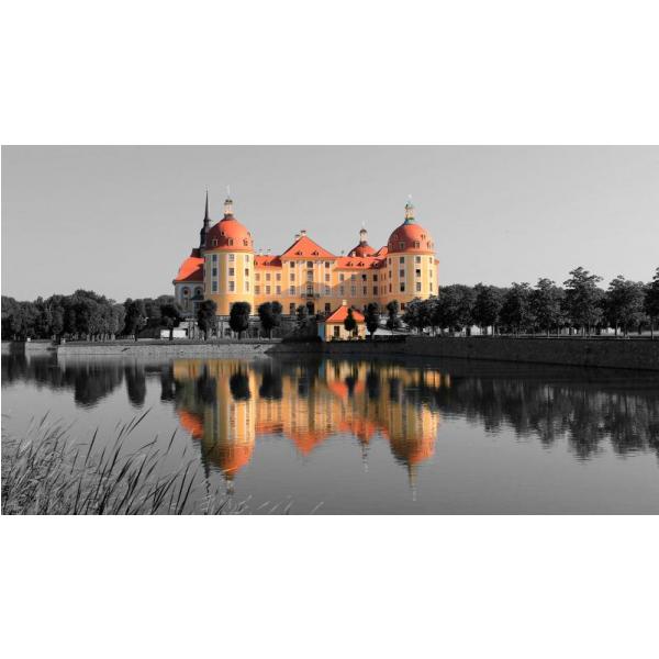 Impresso em Tela para Quadros Maravilhoso Castelo de Moritzburg - Afic4181 - 76x43 Cm