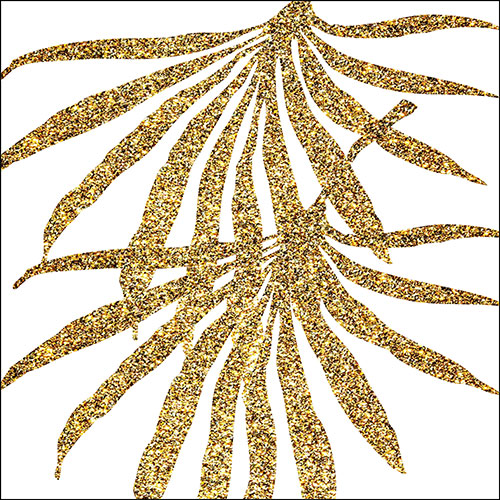 Gravura para Quadros Decorativo Folha Ilustrativa Dourada - Afi17532