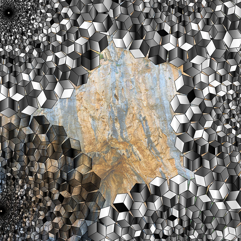 Tela para Quadros Arte Geomtrica Cubos Estrela - Afic13814